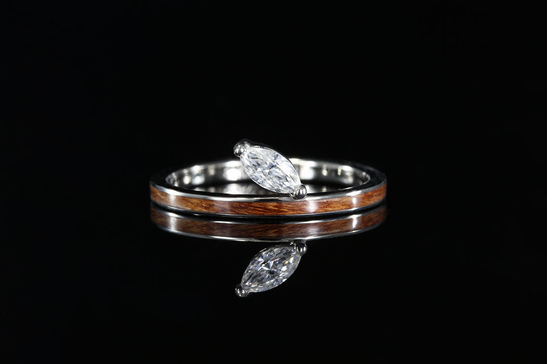 Marquise Leaf Ring With Sheoak Wood Inlay, Chasing Victory