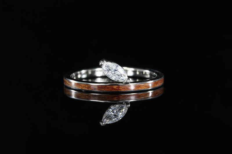 Marquise Leaf Ring With Sheoak Wood Inlay, Chasing Victory