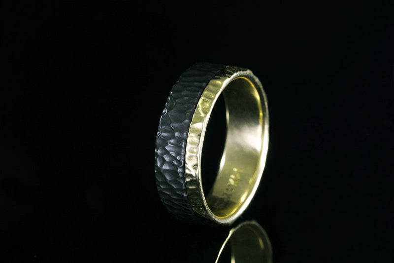 yellow gold edge ring, upright view golden band, wedding ring, wedding band, Chasing Victory