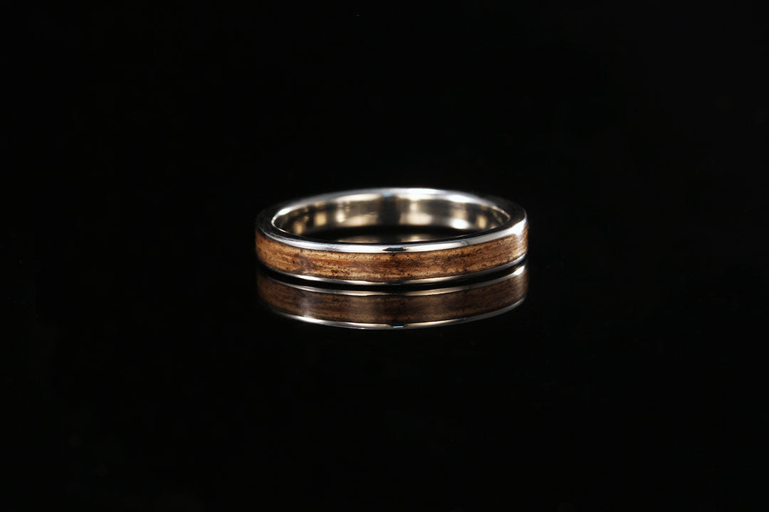 Engagement ring, barrel wood wedding ring, Chasing Victory, golden lining 