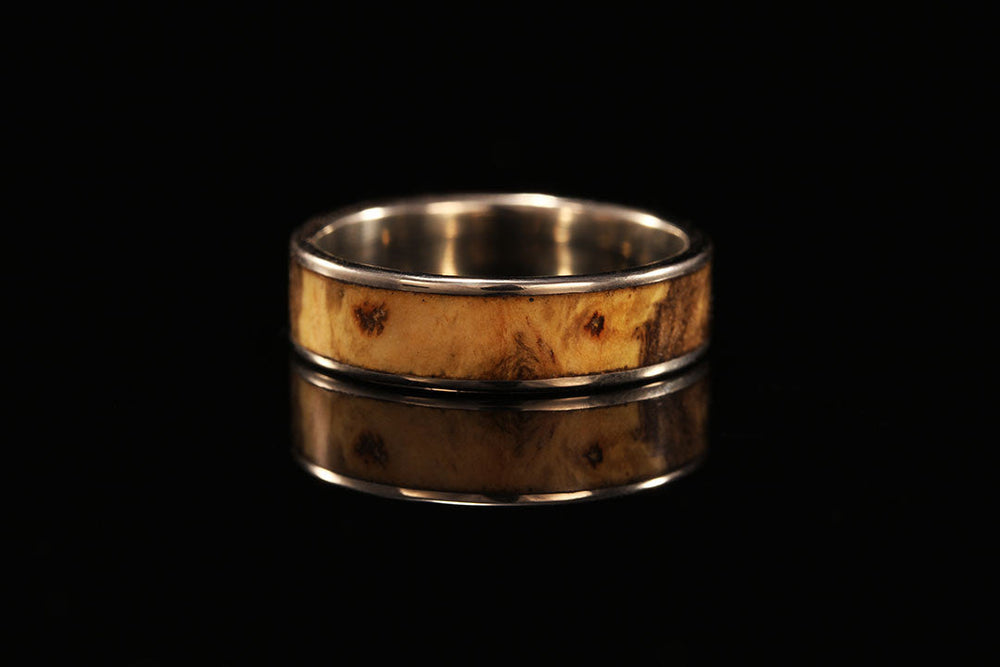 14K White Gold Wide Inlay Wooden Ring - Woman's Ring – Chasing Victory