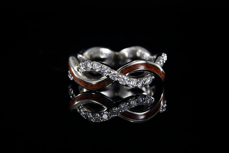 14K WHITE GOLD ROSEWOOD AND DIAMOND INTERLACED RING - Chasing Victory