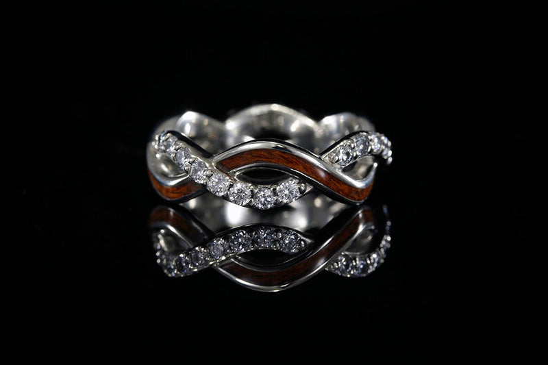 14K WHITE GOLD ROSEWOOD AND DIAMOND INTERLACED RING - Chasing Victory