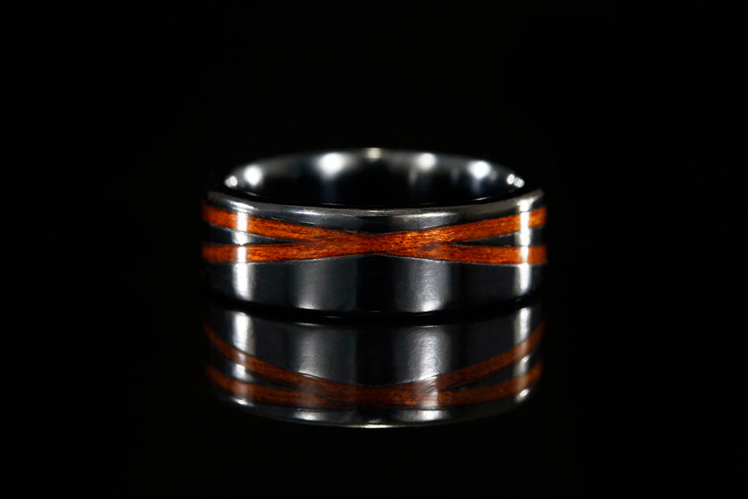 BLACK TITANIUM WITH REDHEART WOOD DIAGONAL INLAYS - Chasing Victory