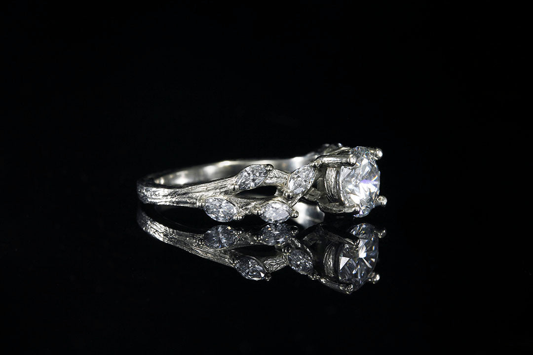 WHITE GOLD DIAMOND TWIG ENGAGEMENT RING - Chasing Victory