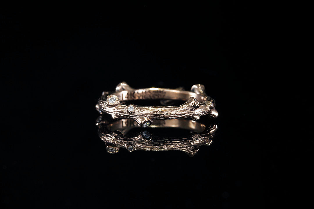 ROSE GOLD DIAMOND STUD BRANCH RING