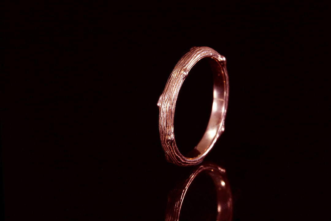 Twig Ring with Rose Gold, upright view, rose gold 