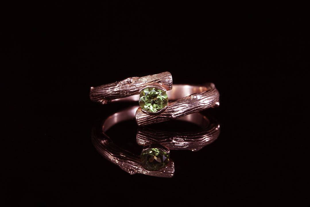 Rose gold split twig ring, Chasing Victory, Rose gold, two diamonds